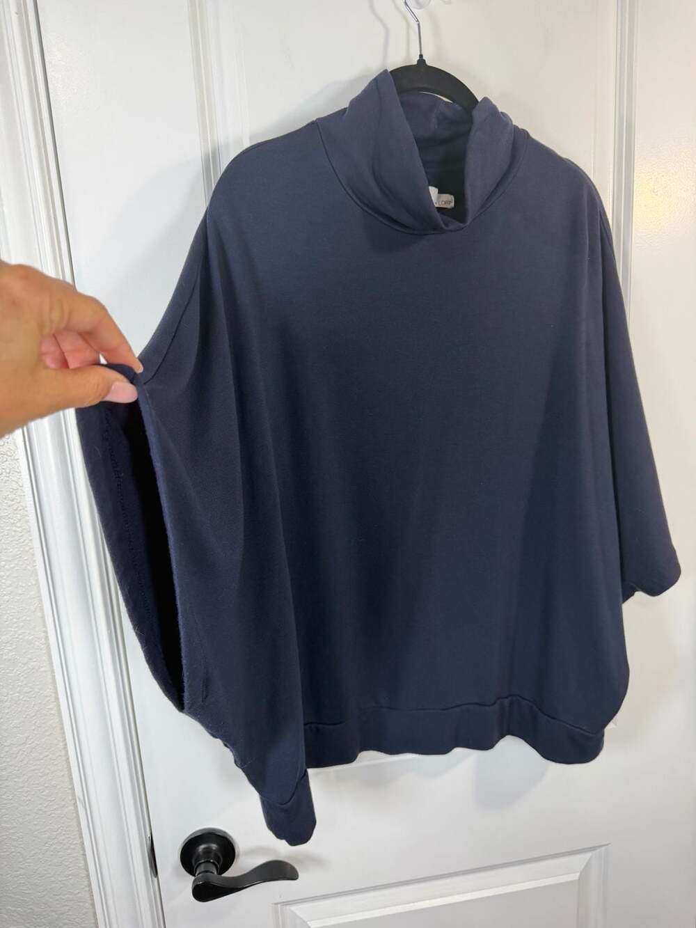 Lou & Grey for LOFT Midnight Blue Soft Dolman Sleeve Turtleneck Poncho - Picture 2 of 5